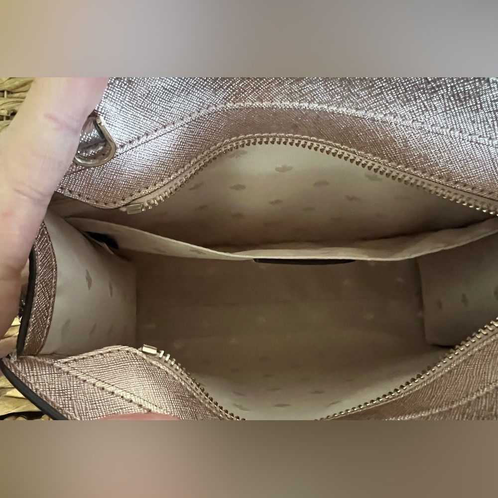 Kate Spade Rose Gold Tinsel Glitter Satchel Crossbody Bag - Picture 10 of 11